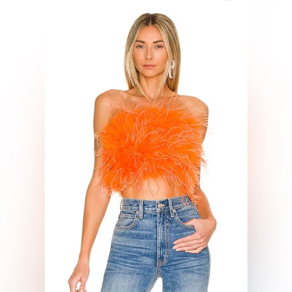 Lamarque Zaina orange feather bustier top M - Picture 1 of 4